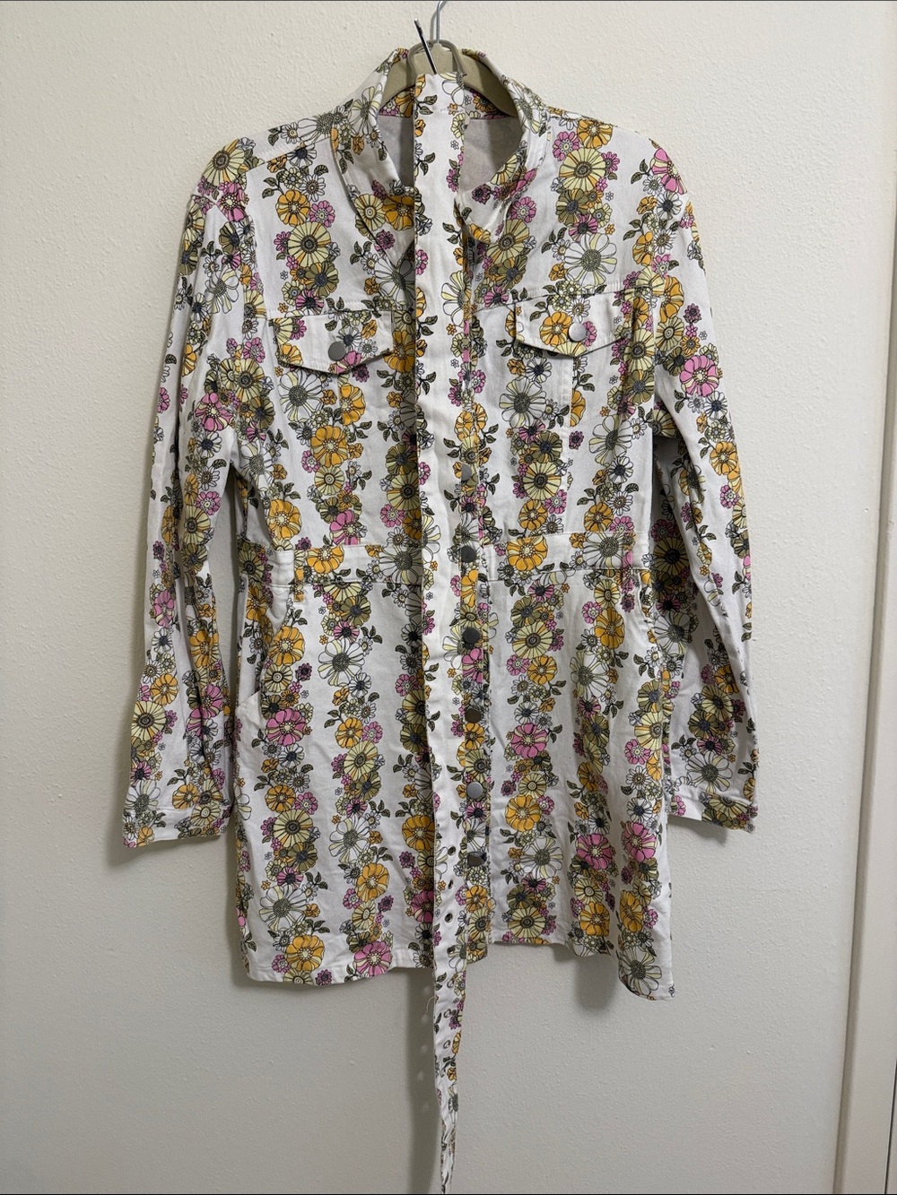 Floral Dress - White with Yellow & Pink Flowers